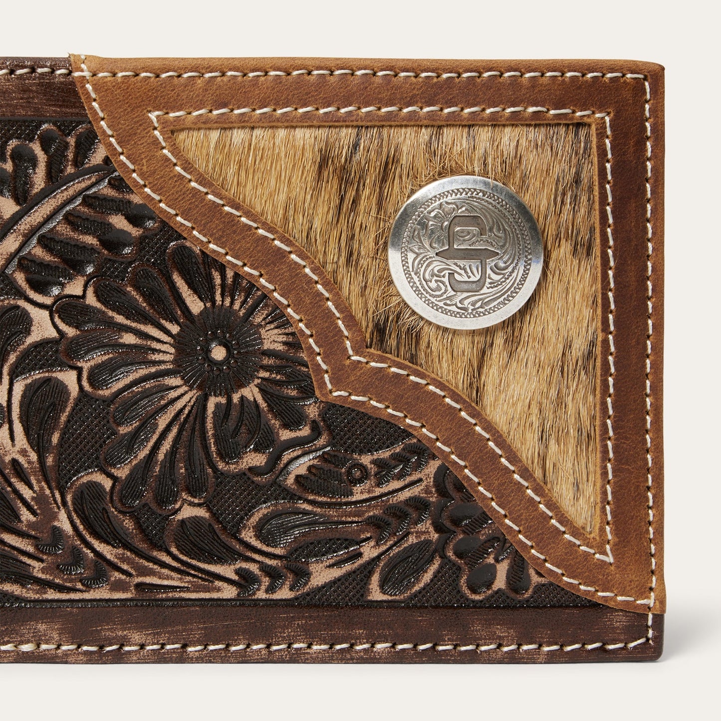 HairOnHide Concho BiFold Wallet Vintage Brown