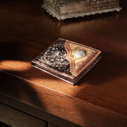 HairOnHide Concho BiFold Wallet Vintage Brown