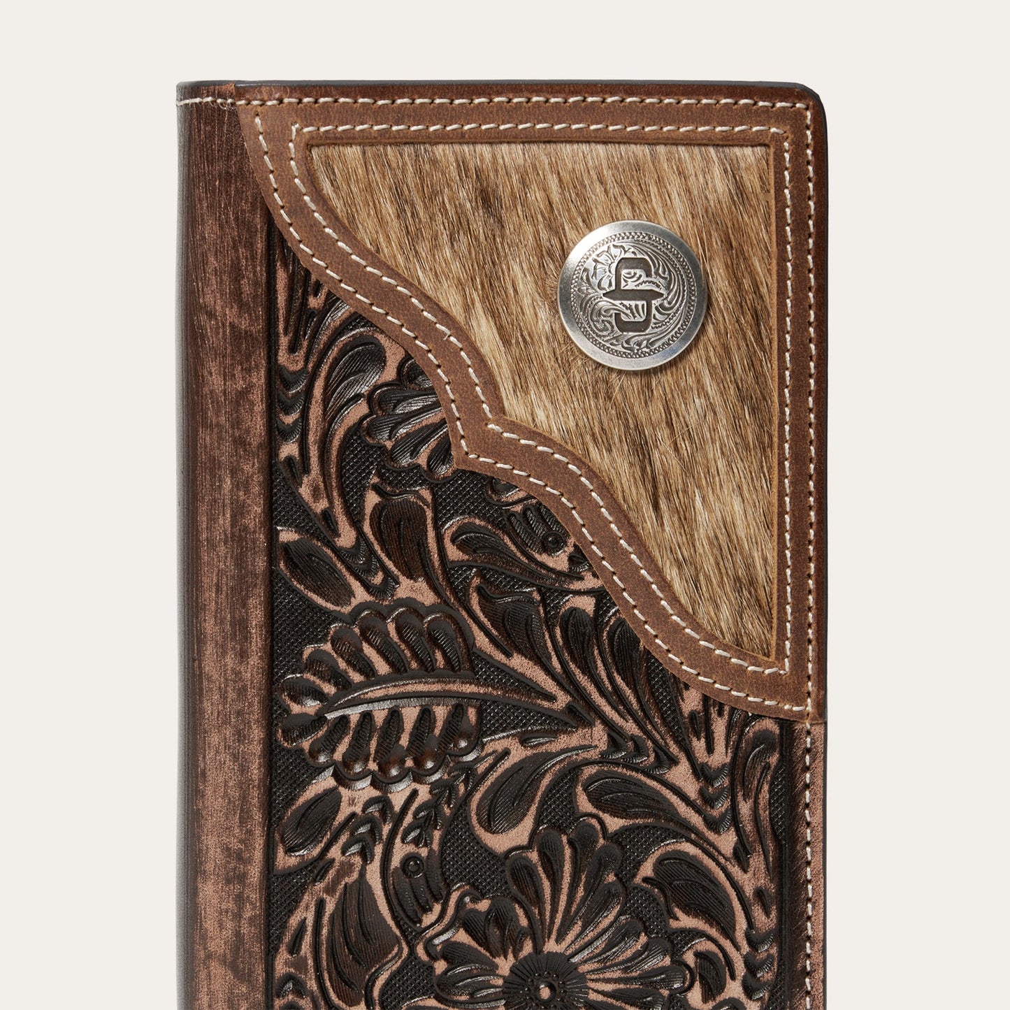 HairOnHide Concho Checkbook Vintage Brown