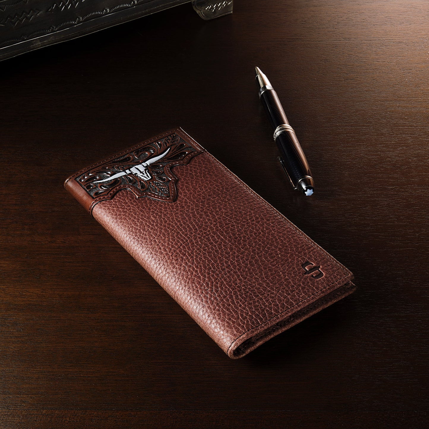 Steer Head Checkbook Brown