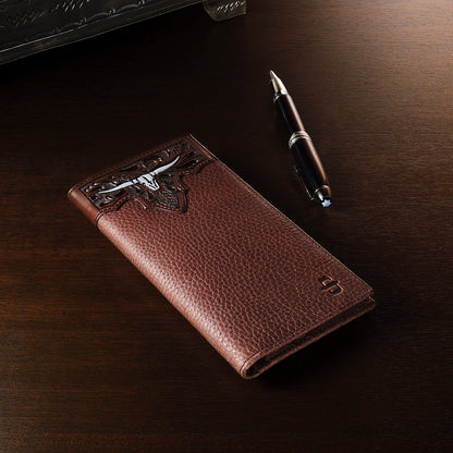 Steer Head Checkbook Brown