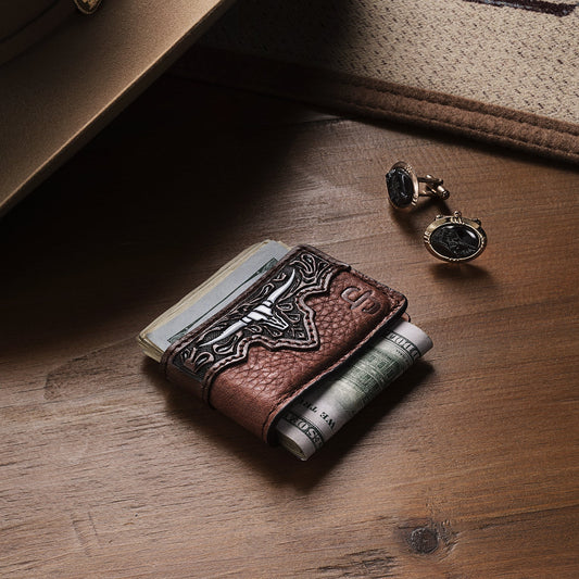 Steer Head Money Clip Brown