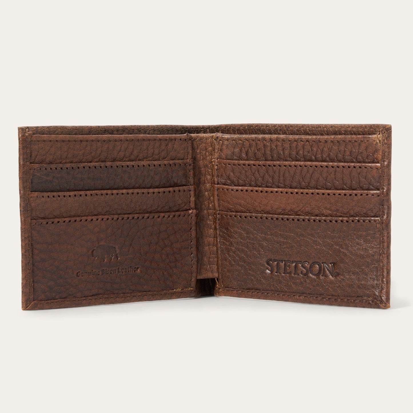 Bison Leather Rivet BiFold Wallet Hazelnut Bison