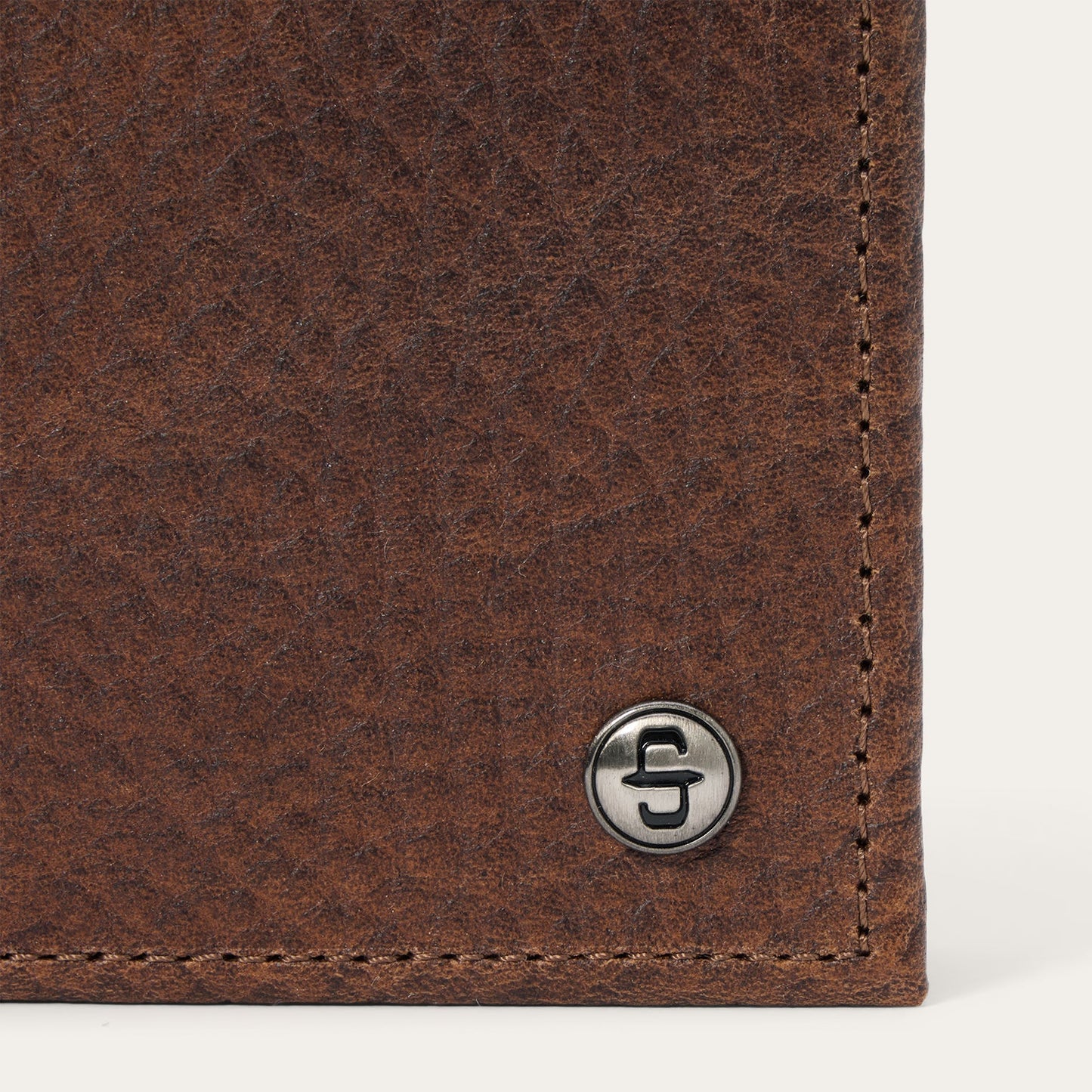 Bison Leather Rivet BiFold Wallet Hazelnut Bison