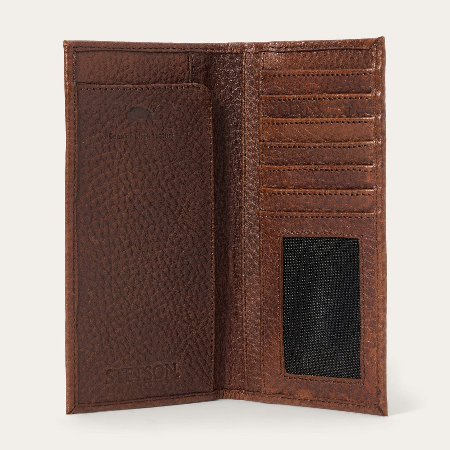 Bison Leather Rivet Checkbook Wallet Hazelnut Bison