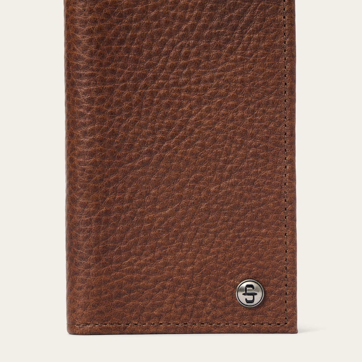 Bison Leather Rivet Checkbook Wallet Hazelnut Bison