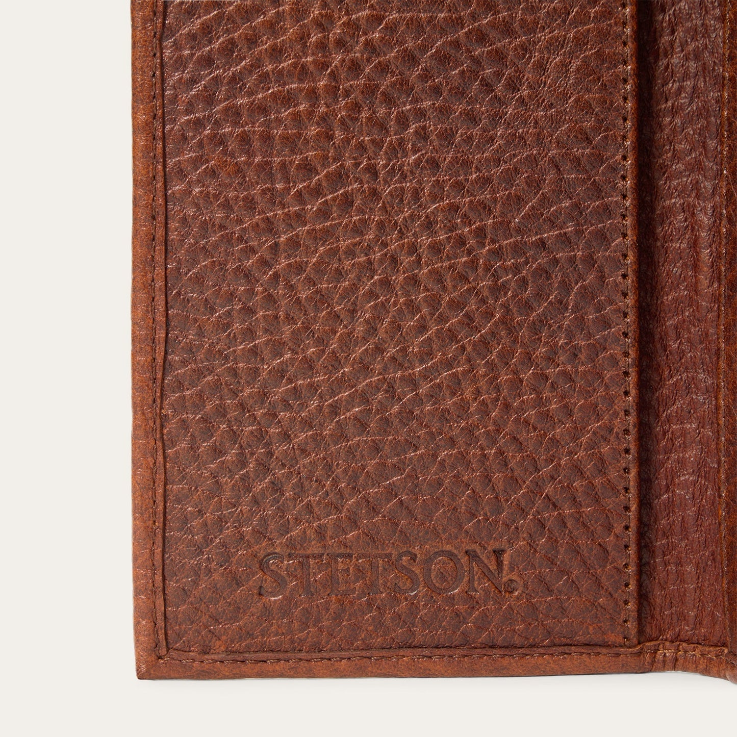 Bison Leather Rivet Checkbook Wallet Hazelnut Bison