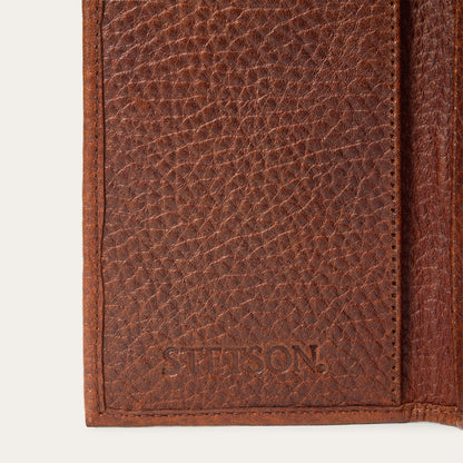 Bison Leather Rivet Checkbook Wallet Hazelnut Bison