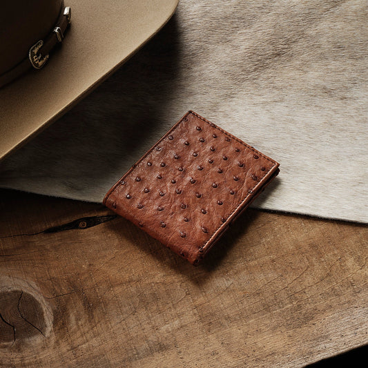 Ostrich BiFold Wallet Antique Cognac