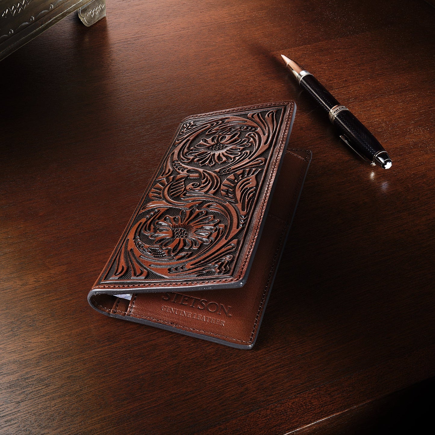 Tooled Checkbook Brown