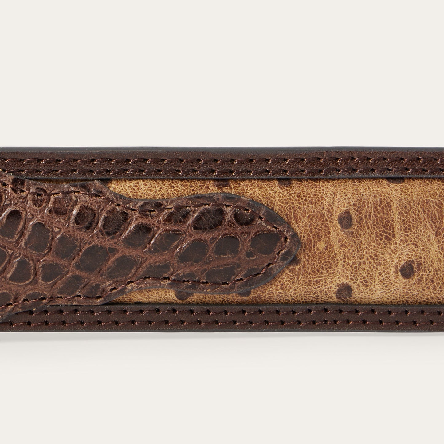 Ostrich Print Croco Embossed Western Tabs Belt Cognac/California Nut Men