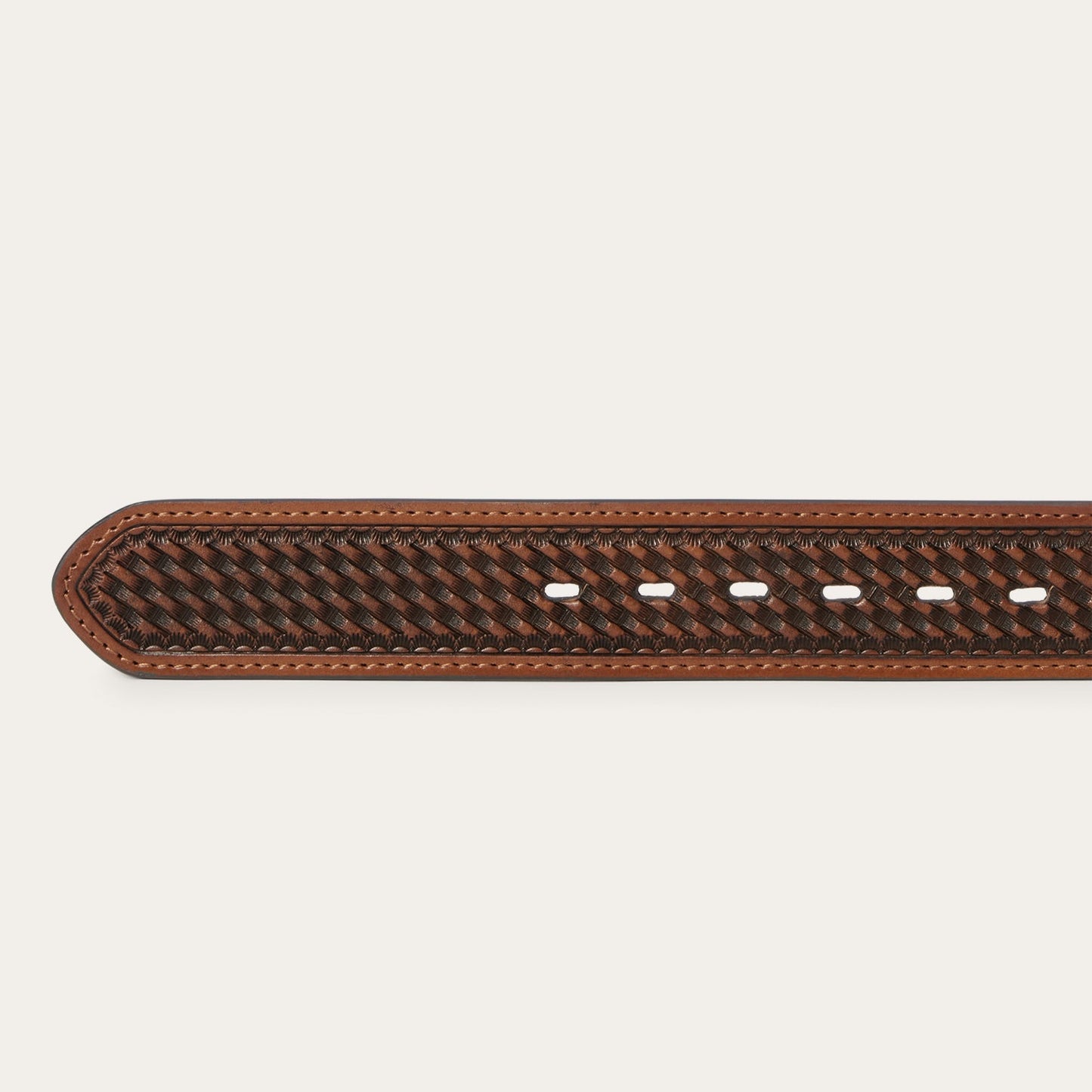 Pebble Leather Basket Weave Tabs Belt Natural/Brown Men