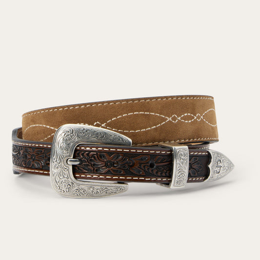 Tooled Tapered Belt Brown/Sand Men