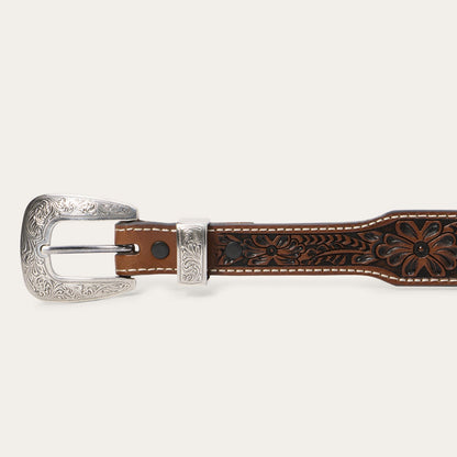 Tooled Tapered Belt Brown/Sand Men