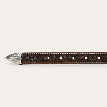 Tooled Tapered Belt Brown/Sand Men