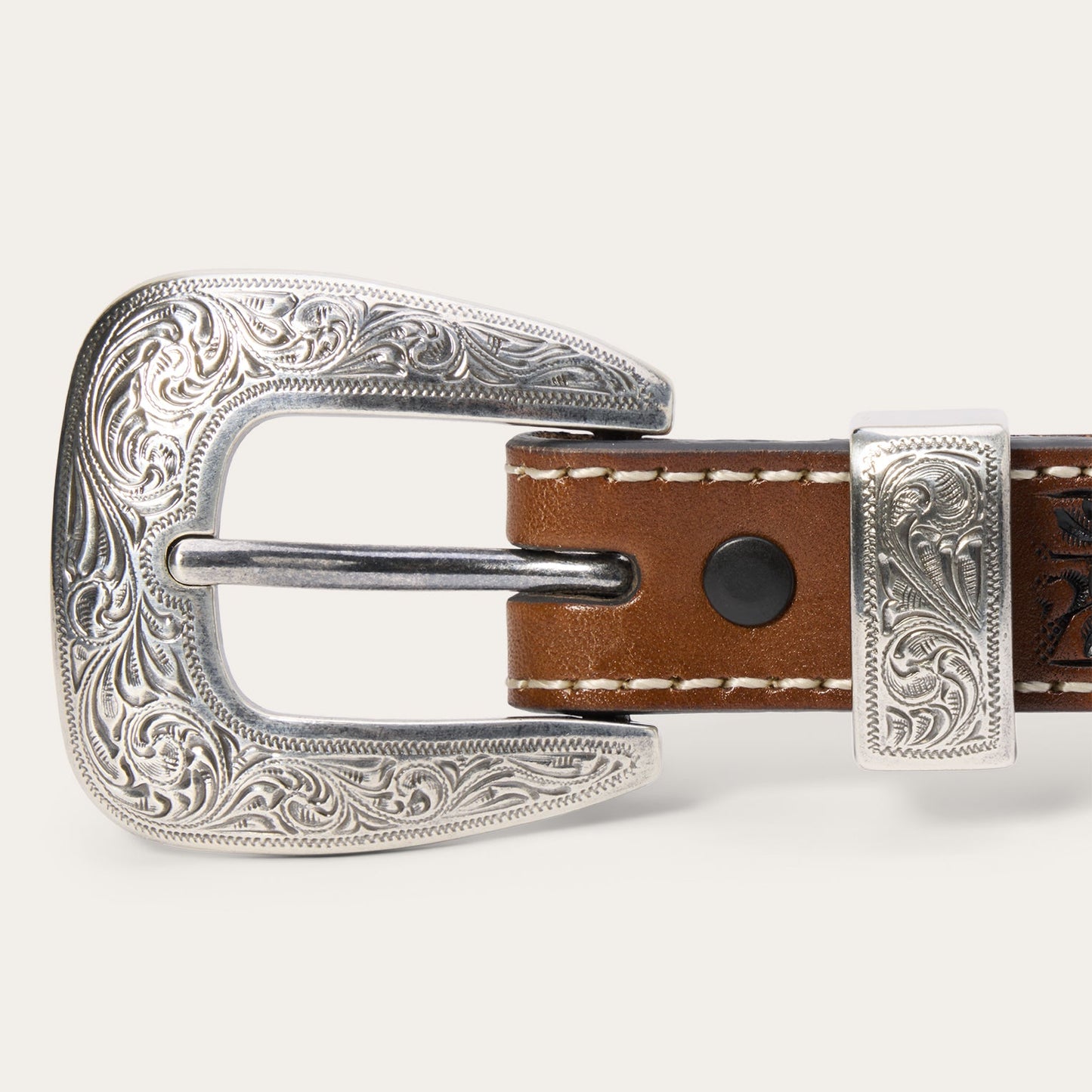 Tooled Tapered Belt Brown/Sand Men
