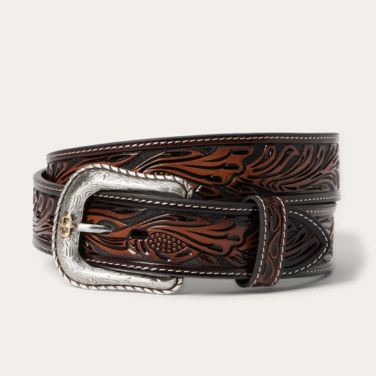 Tooled Belt Dark Brown Men