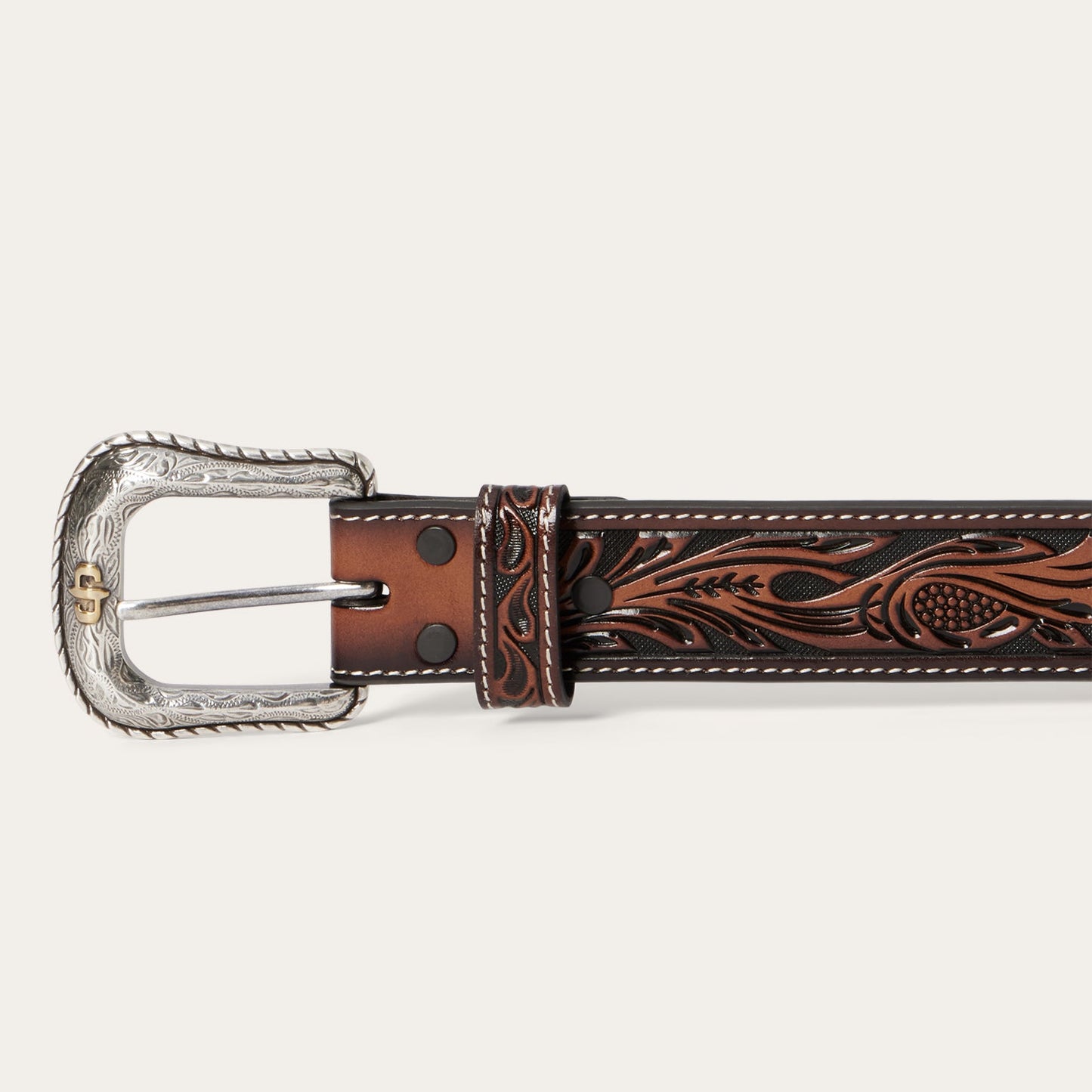 Tooled Belt Dark Brown Men