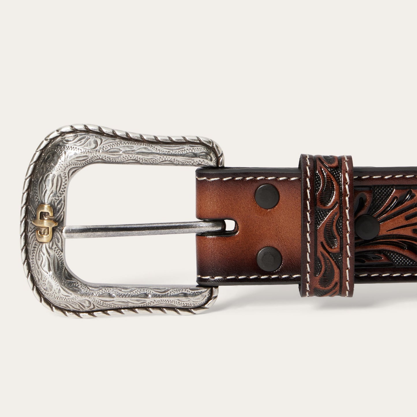 Tooled Belt Dark Brown Men