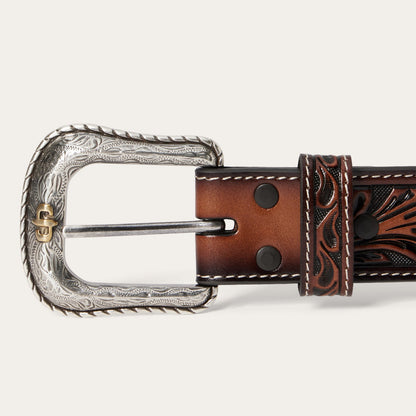 Tooled Belt Dark Brown Men