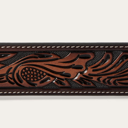 Tooled Belt Dark Brown Men