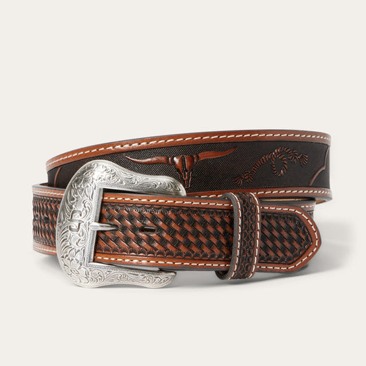 Western Icons Tooled Belt Cognac Men