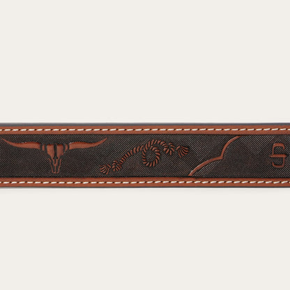 Western Icons Tooled Belt Cognac Men