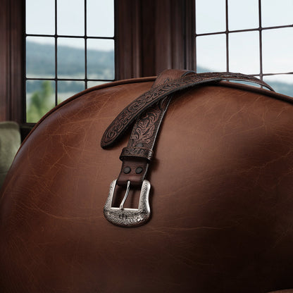 Tooled Tab Belt Cognac Men