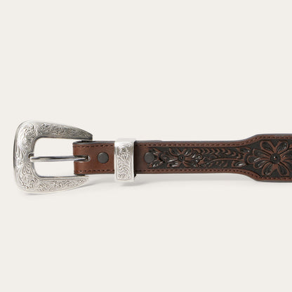 Croco Print Tooled Tapered Belt Brown/Cognac Men