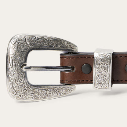 Croco Print Tooled Tapered Belt Brown/Cognac Men