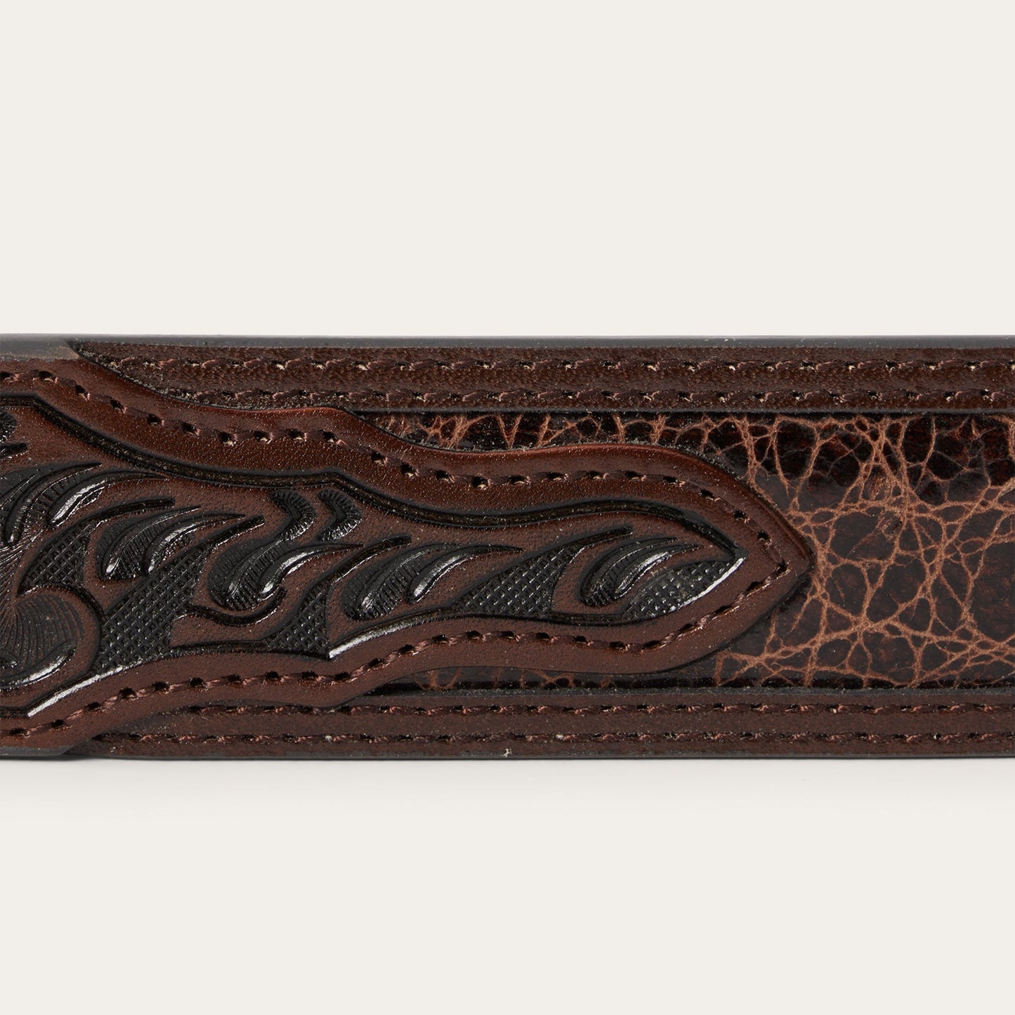 Croco Print Tooled Tapered Belt Brown/Cognac Men