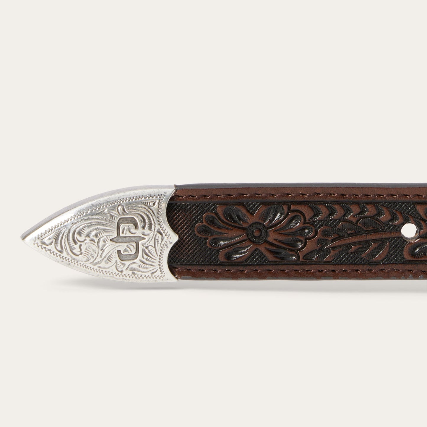 Croco Print Tooled Tapered Belt Brown/Cognac Men