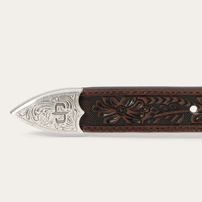 Croco Print Tooled Tapered Belt Brown/Cognac Men