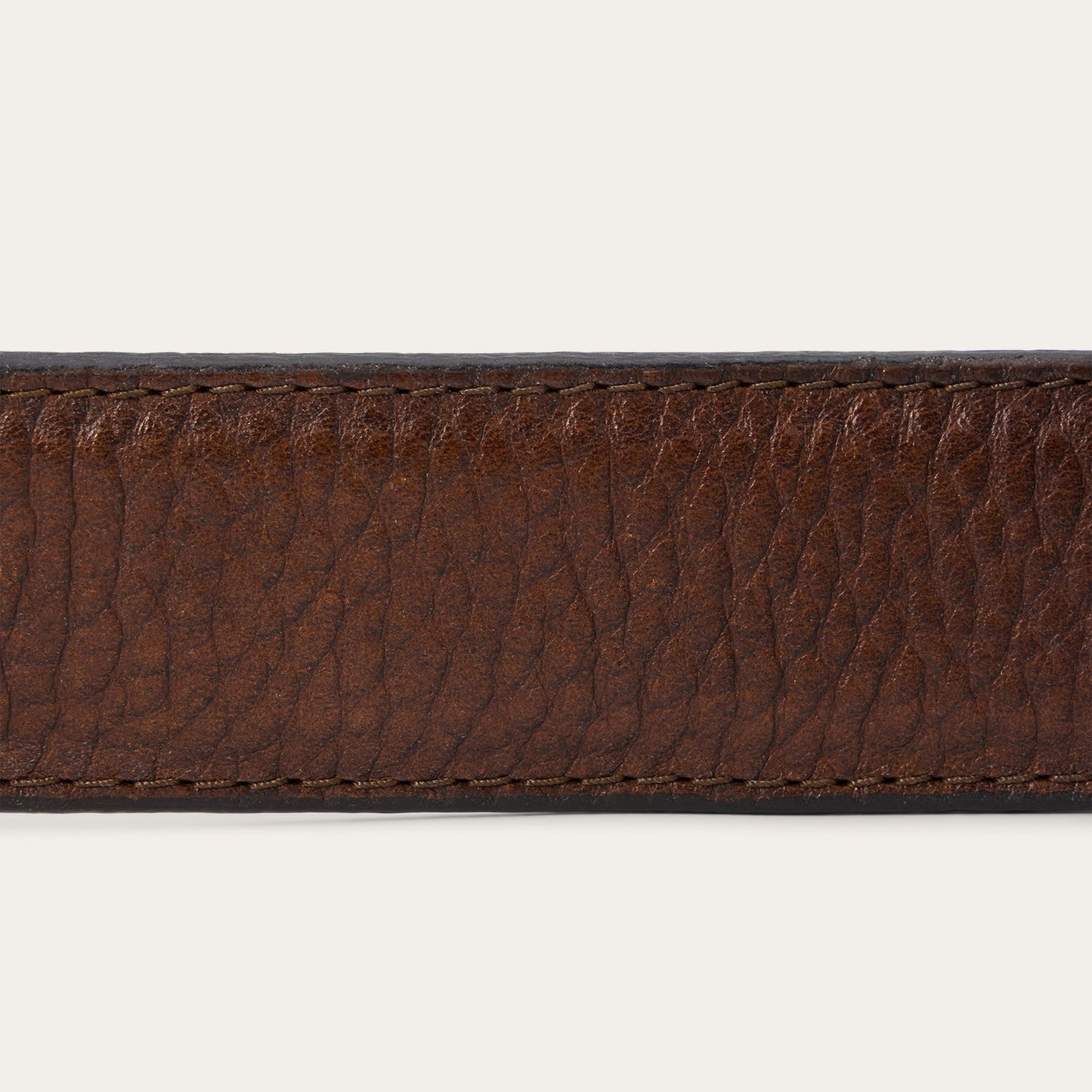 Bison Leather Tooled Tab Belt Hazelnut Bison Men