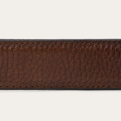 Bison Leather Tooled Tab Belt Hazelnut Bison Men