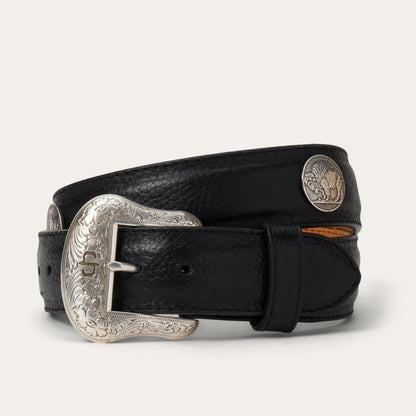 Bison Leather Concho Belt Black Men