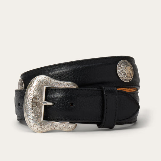 Bison Leather Concho Belt Black Men