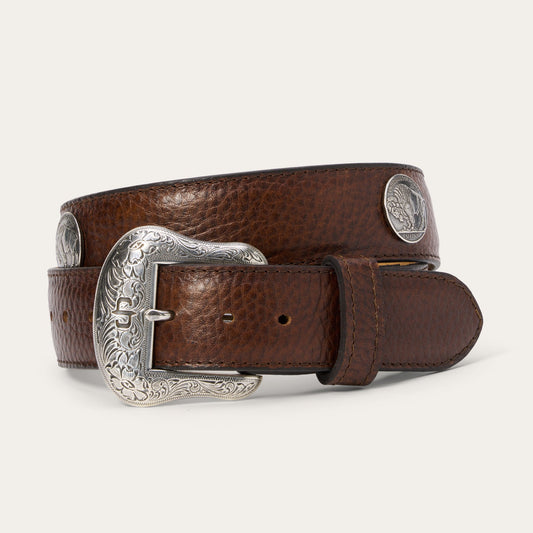 Bison Leather Concho Belt Hazelnut Bison Men