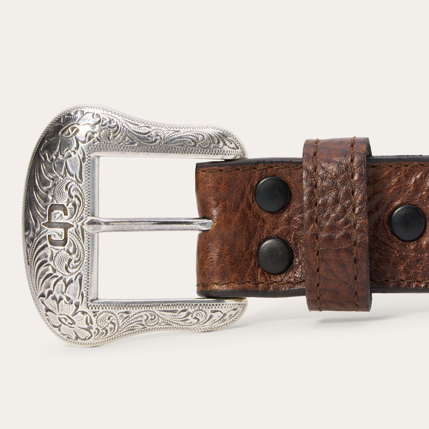 Bison Leather Concho Belt Hazelnut Bison Men