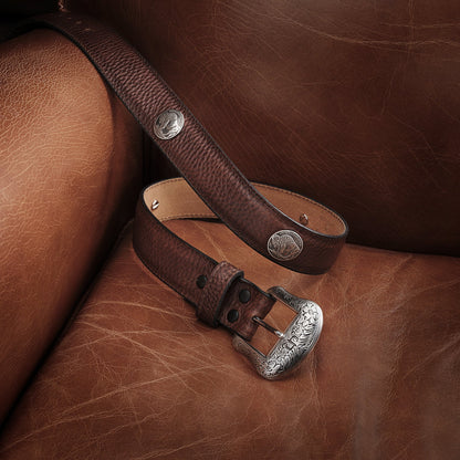 Bison Leather Concho Belt Hazelnut Bison Men
