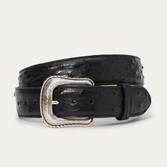 Ostrich Western Tab Belt Black Men