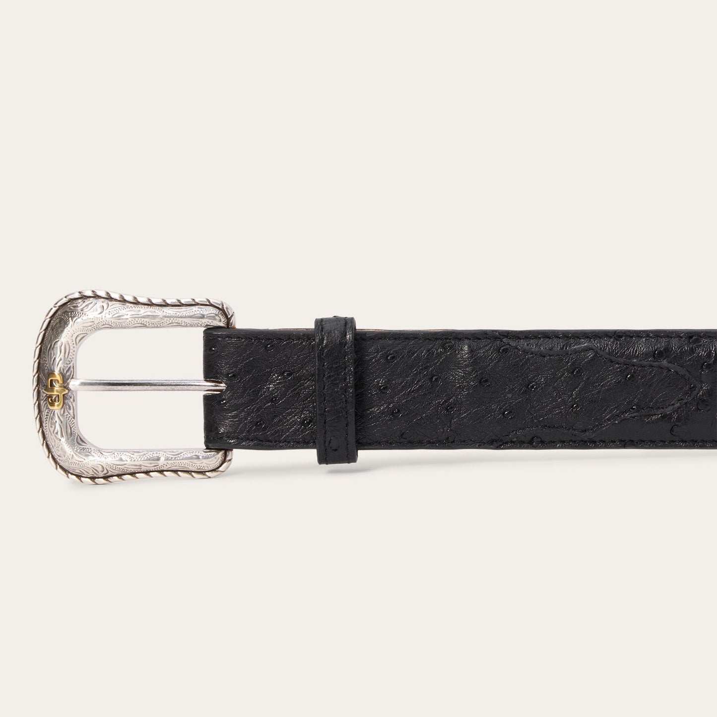 Ostrich Western Tab Belt Black Men