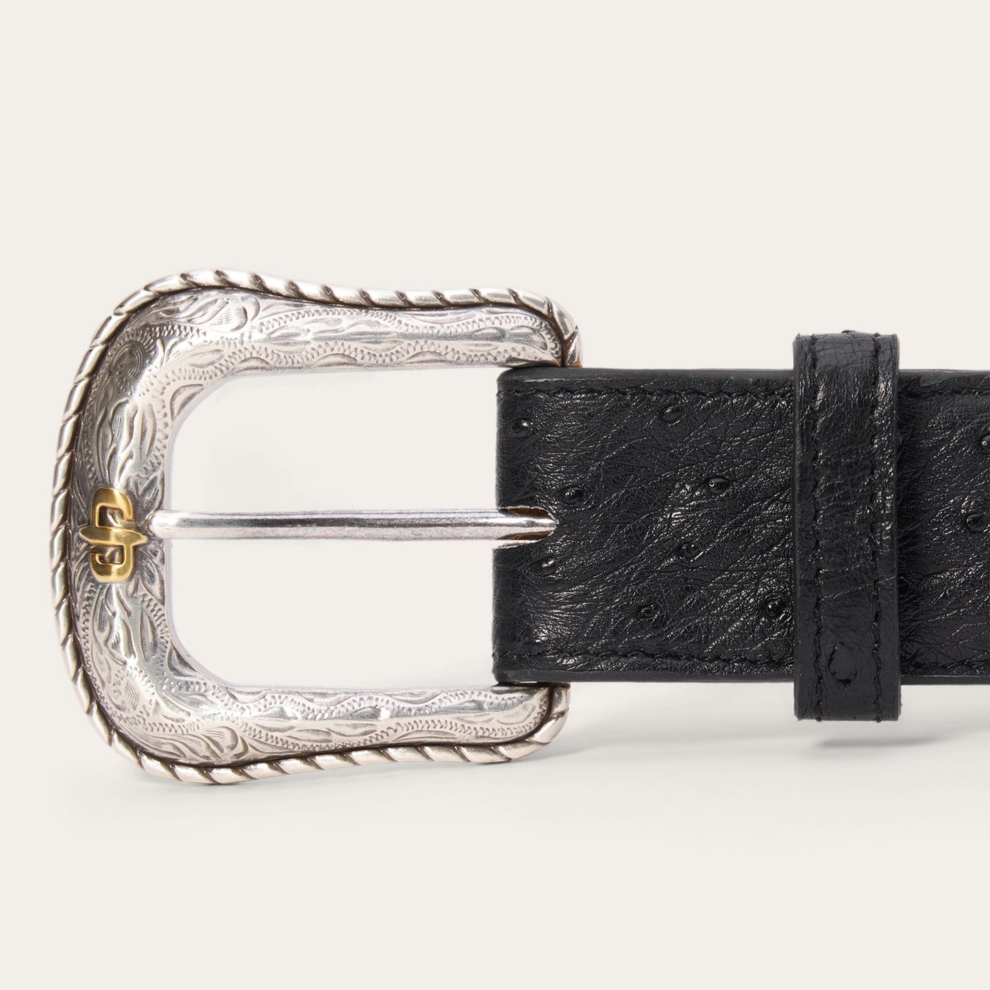 Ostrich Western Tab Belt Black Men