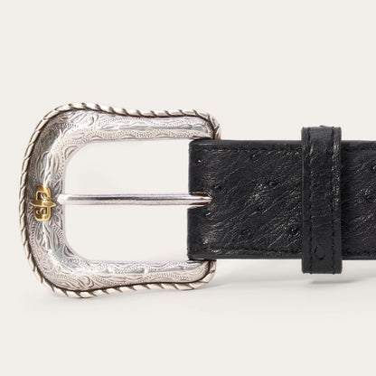 Ostrich Western Tab Belt Black Men