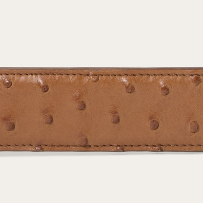 Ostrich Western Tab Belt Antique Cognac Men