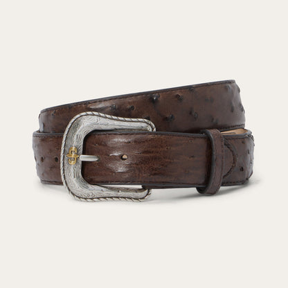 Ostrich Western Tab Belt Mocha Brown Men