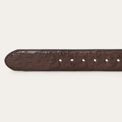 Ostrich Western Tab Belt Mocha Brown Men