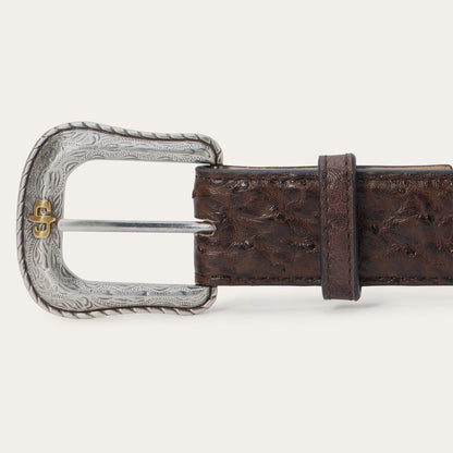Ostrich Western Tab Belt Mocha Brown Men