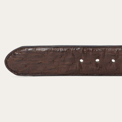 Ostrich Western Tab Belt Mocha Brown Men