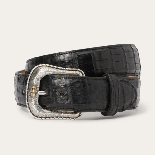 Caiman Western Tab Belt Black Classic Men